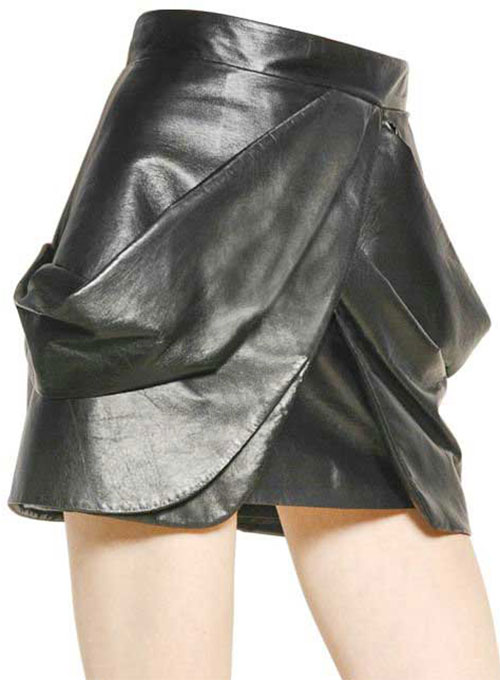 French Drape Flare Leather Skirt - # 438 - Click Image to Close