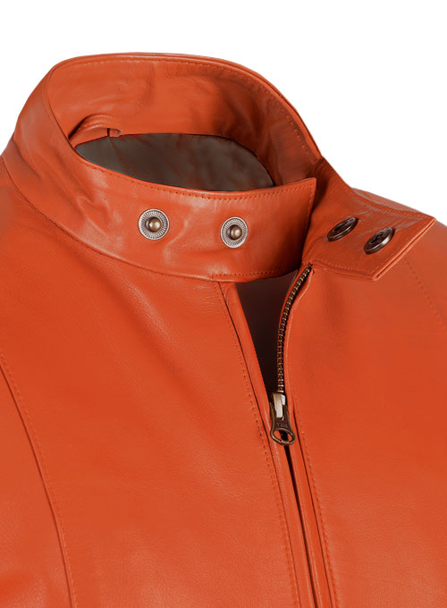 Bright Orange Leather Jacket #706 - Click Image to Close