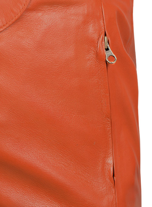 Bright Orange Leather Jacket #706 - Click Image to Close