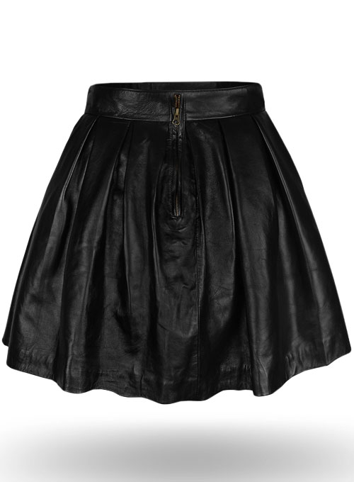Pleated Leather Skirt - Click Image to Close