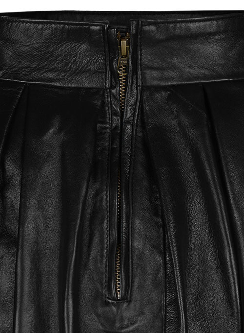 Pleated Leather Skirt - Click Image to Close