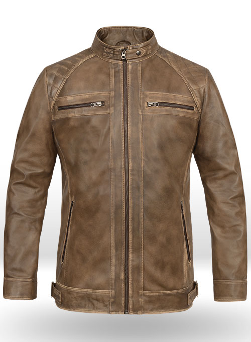 Rubbed Espanol Timber Brown Leather Jacket # 653