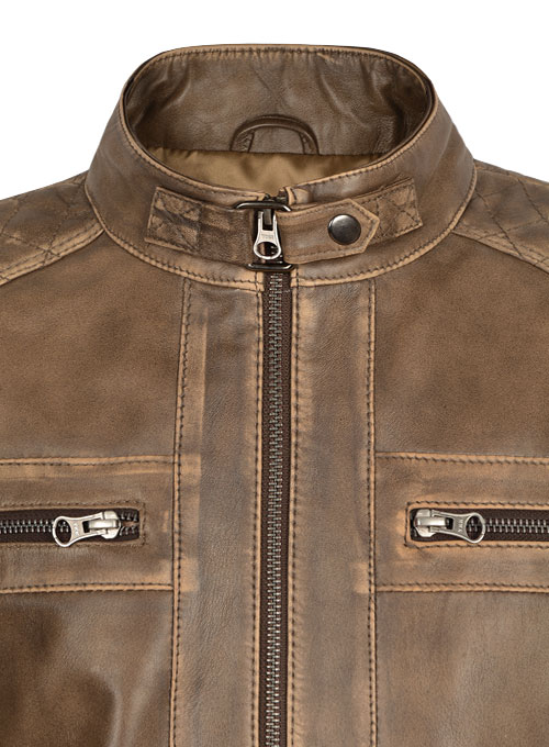 Rubbed Espanol Timber Brown Leather Jacket # 653