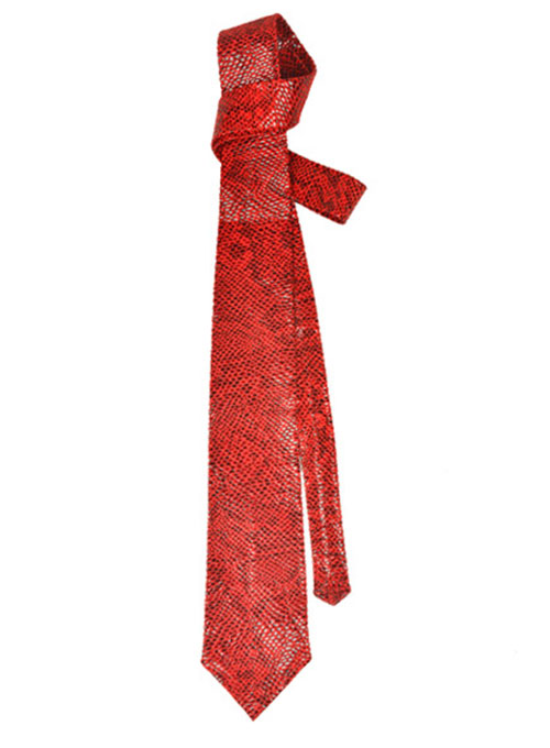 Shiny Red Python Leather Tie