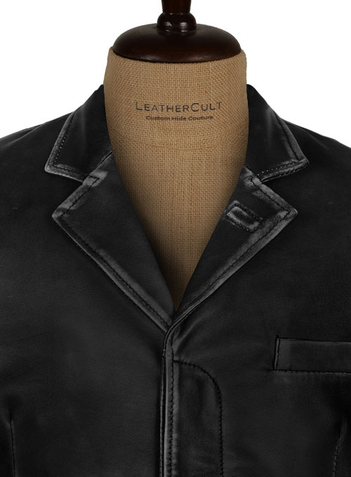 Rubbed Black Will Smith Leather Blazer