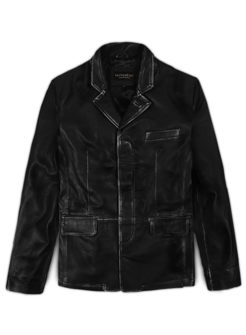 Rubbed Black Will Smith Leather Blazer - Click Image to Close