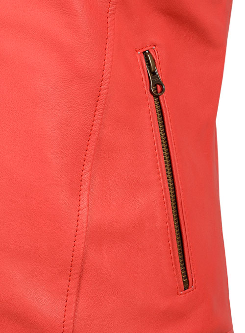 Soft Tango Red Ellie Leather Jacket