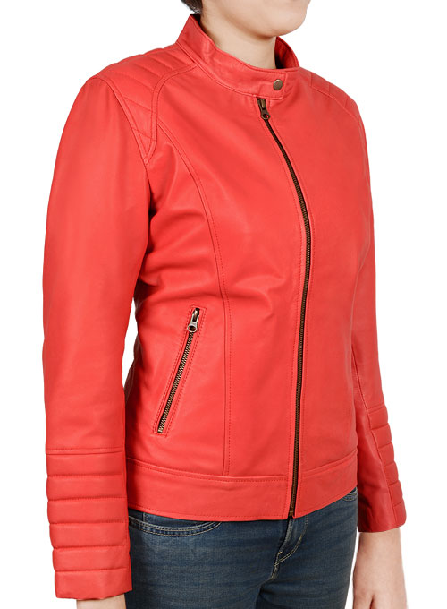 Soft Tango Red Ellie Leather Jacket