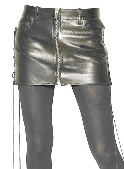 Side Lace-Up Leather Skirt - # 431