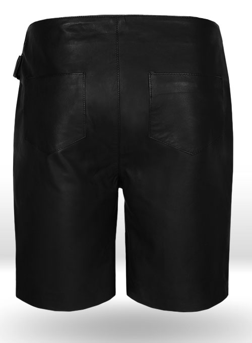 Soft Rich Black Leather Cargo Shorts Style # 377