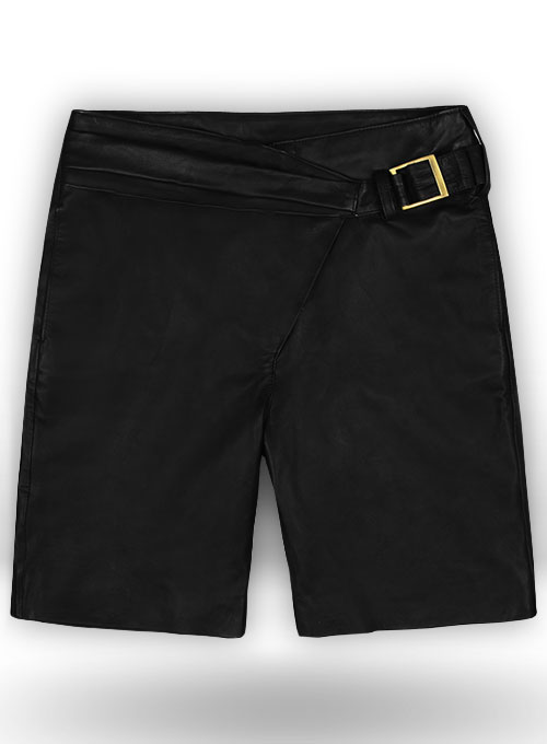 Soft Rich Black Leather Cargo Shorts Style # 377 - Click Image to Close