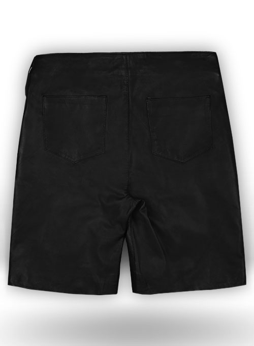 Soft Rich Black Leather Cargo Shorts Style # 377