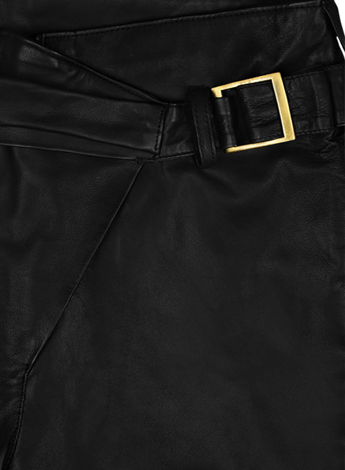 Soft Rich Black Leather Cargo Shorts Style # 377 - Click Image to Close