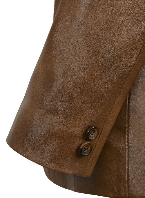 Spanish Brown Harper Leather Blazer - Click Image to Close