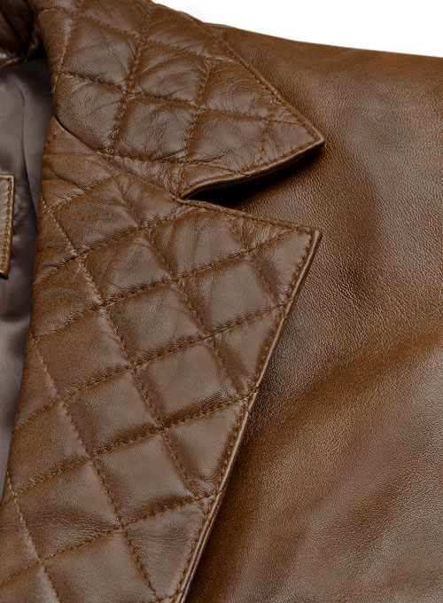 Spanish Brown Harper Leather Blazer - Click Image to Close