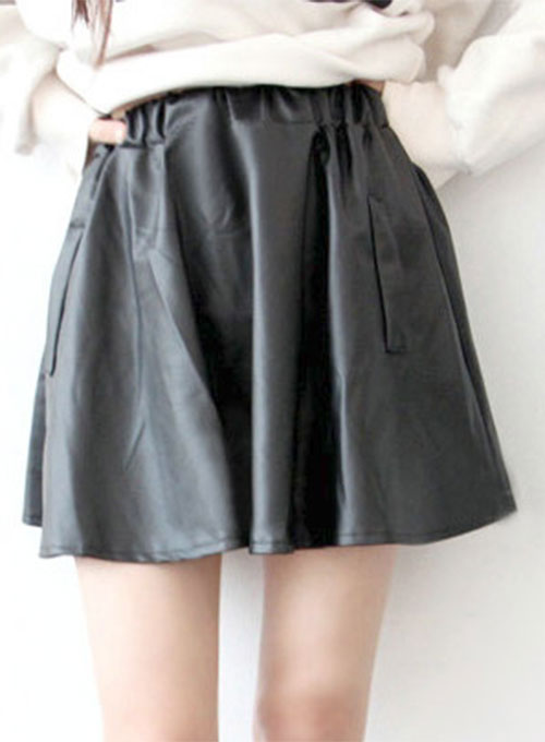 Swing Flare Leather Skirt - # 481