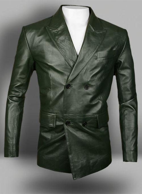 Vintage Green Leather Blazer