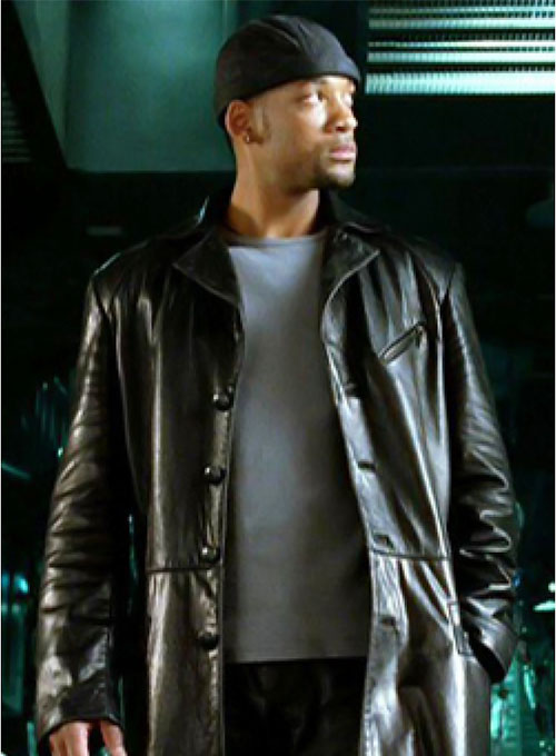 Will Smith I Robot Leather Long Coat - Click Image to Close