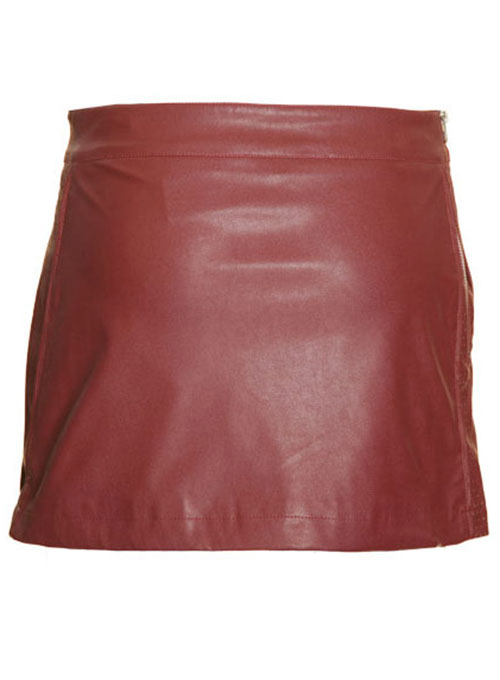 Zipper Leather Mini Skirt - Click Image to Close