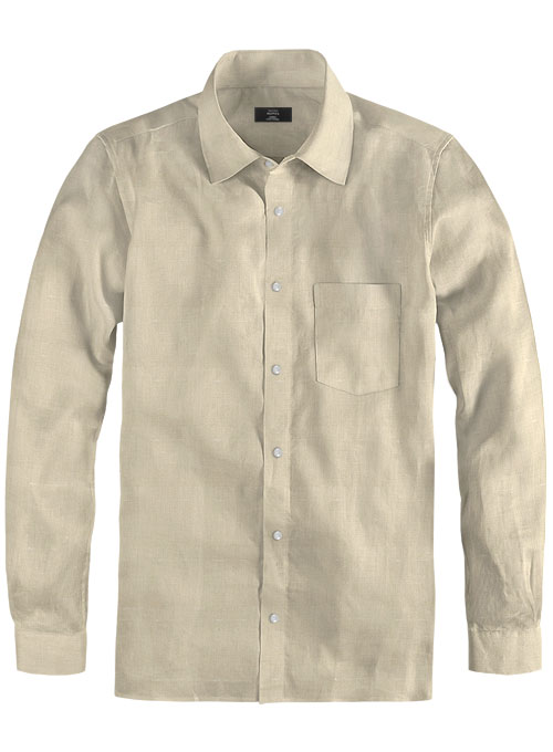 Beige Cotton Linen Shirt - Full Sleeves