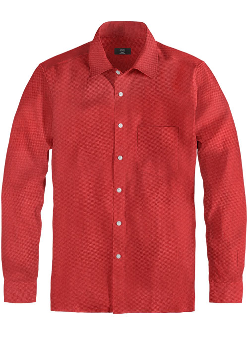 Birdseye Tango Red Cotton Shirt - Full Sleeves - Click Image to Close