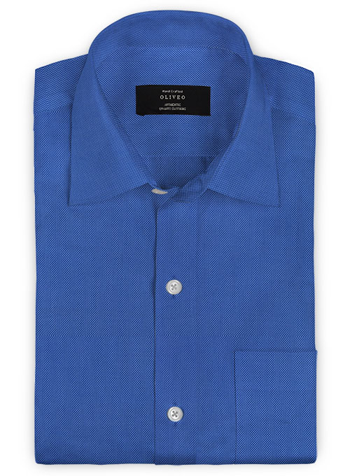 Birdseye Yale Blue Cotton Shirt - Full Sleeves