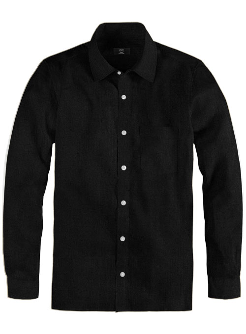 Black cotton linen Shirt - Full Sleeves - Click Image to Close