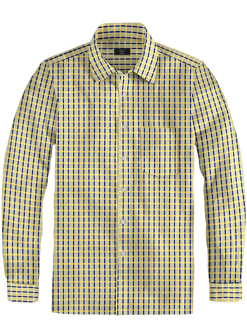 Giza Bar Yellow Cotton Shirt - Full Sleeves