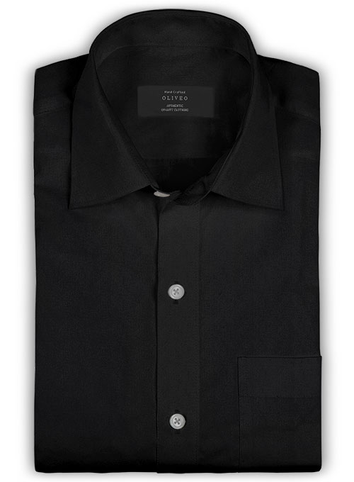 Giza Black Cotton Shirt - Full Sleeves