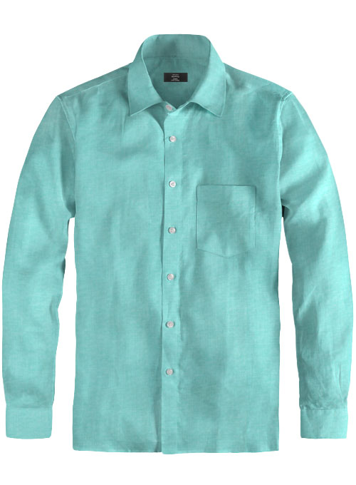 Giza Fazer Green Cotton Shirt - Full Sleeves - Click Image to Close