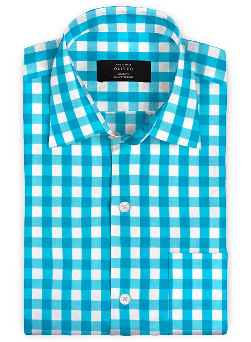 Giza Perto Blue Cotton Shirt - Full Sleeves