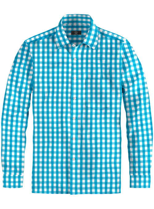 Giza Perto Blue Cotton Shirt - Full Sleeves - Click Image to Close