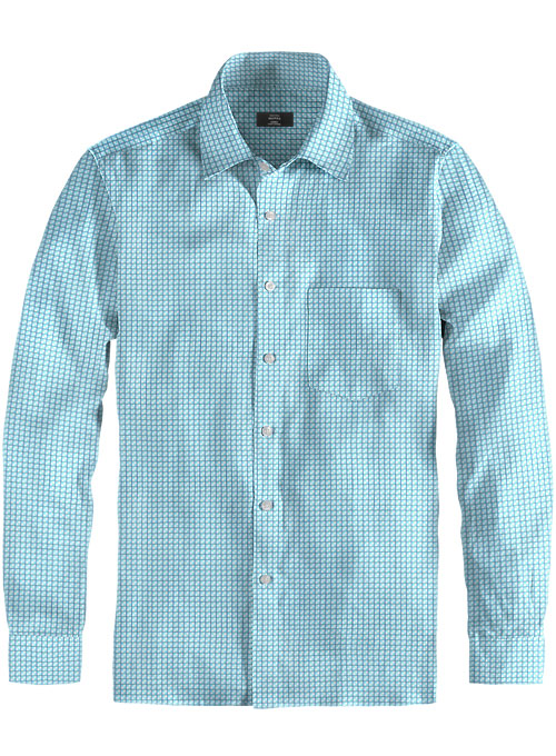 Giza Polo Blue Cotton Shirt - Full Sleeves