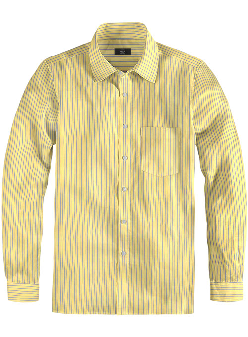 Giza Yellow Stripes Cotton Shirt - Full Sleeves