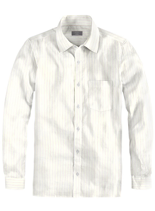 Giza Yellow White Cotton Shirt - Full Sleeves