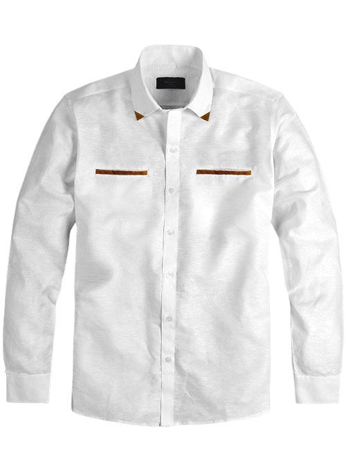 Leather Trim Linen Shirt