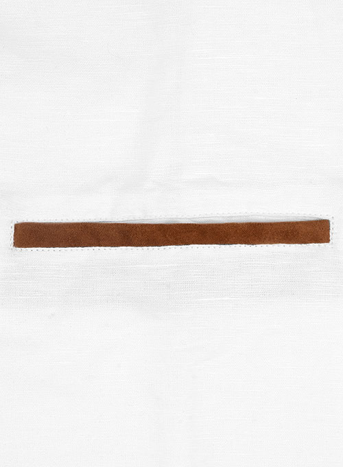 Leather Trim Linen Shirt - Click Image to Close