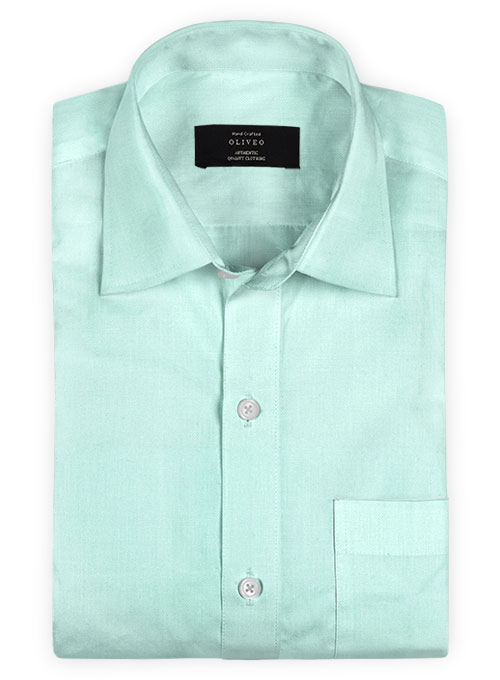 Light Blue Cotton Linen Shirt - Full Sleeves