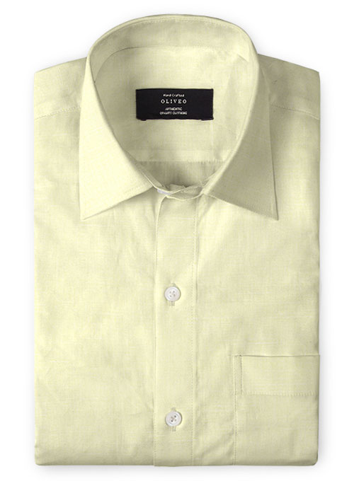 Naples Yellow Cotton Linen Shirt - Full Sleeves