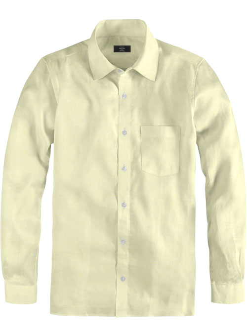 Naples Yellow Cotton Linen Shirt - Full Sleeves