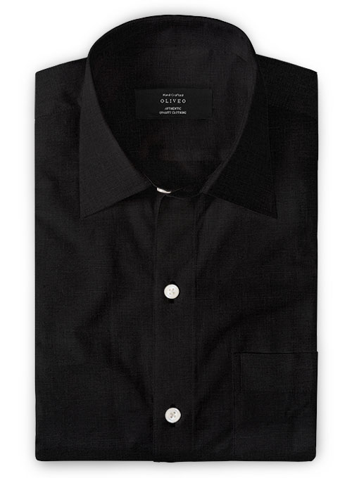 Pure Black Linen Shirt - Full Sleeves