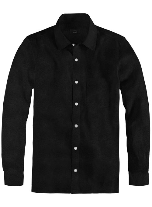 Pure Black Linen Shirt - Full Sleeves - Click Image to Close