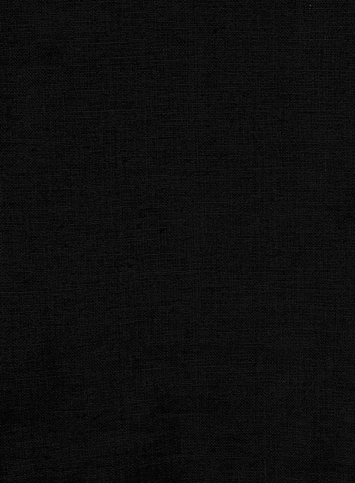 Pure Black Linen Shirt - Full Sleeves - Click Image to Close