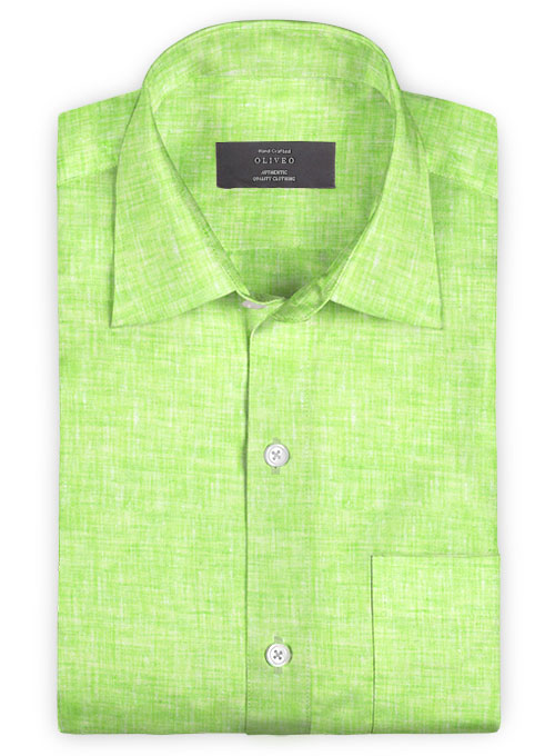 Roman Fume Green Linen Shirt - Full Sleeves