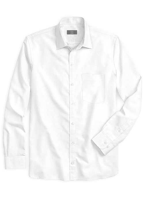 Royal Twill White Cotton Shirt - Full Sleeves - Click Image to Close