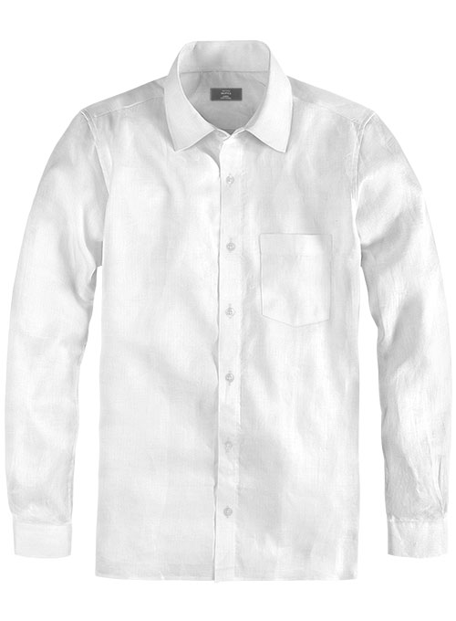 White Herringbone Cotton Shirt - Full Sleeves - Click Image to Close