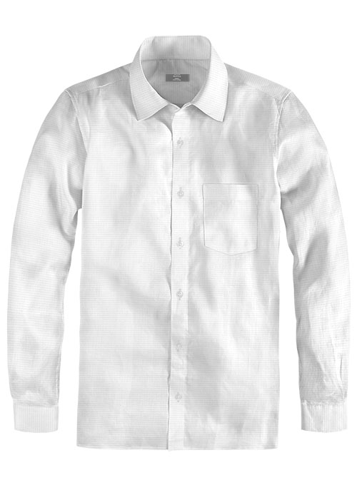 White Self Design Shirt - Full Sleeves - Click Image to Close