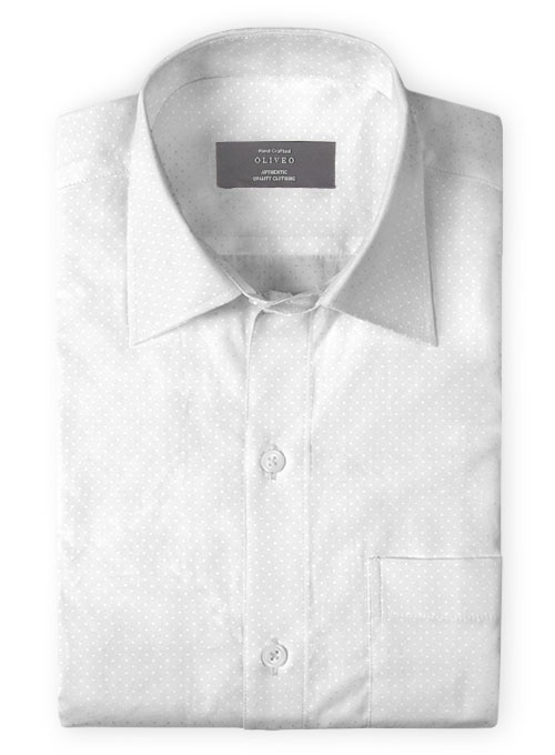 White Self Square Motif Shirt - Full Sleeves