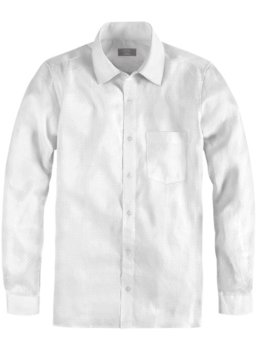 White Self Square Motif Shirt - Full Sleeves