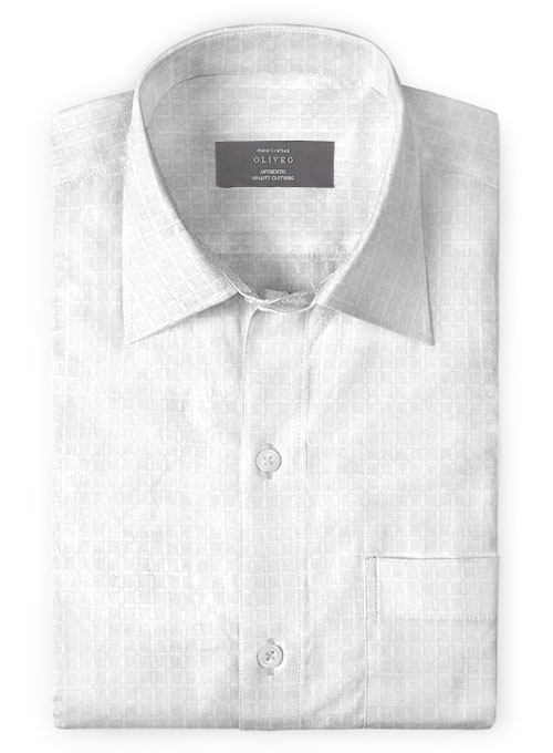 White Self Square Shirt - Full Sleeves